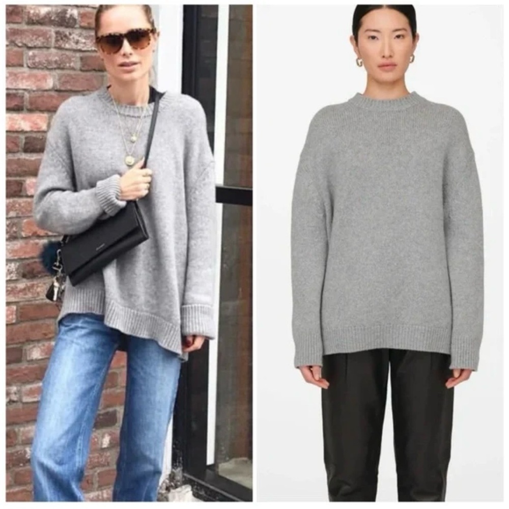 ANINE BING Rosie Gray Pullover Knit Cashmere Sweater SZ S - Picture 9 of 9